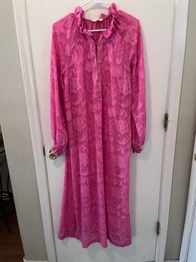H&M Hot Pink Maxi Dress with Ruffle Neck